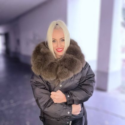 PFP BEVERLY LUXUSNÝ OVERSIZE ZIMNÝ KABÁT S PRAVOU KOŽUŠINOU